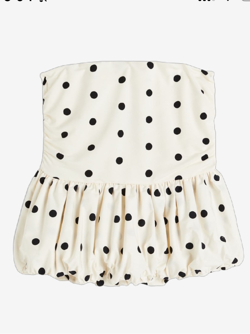 Divided Cream Top with Black Polka Dots